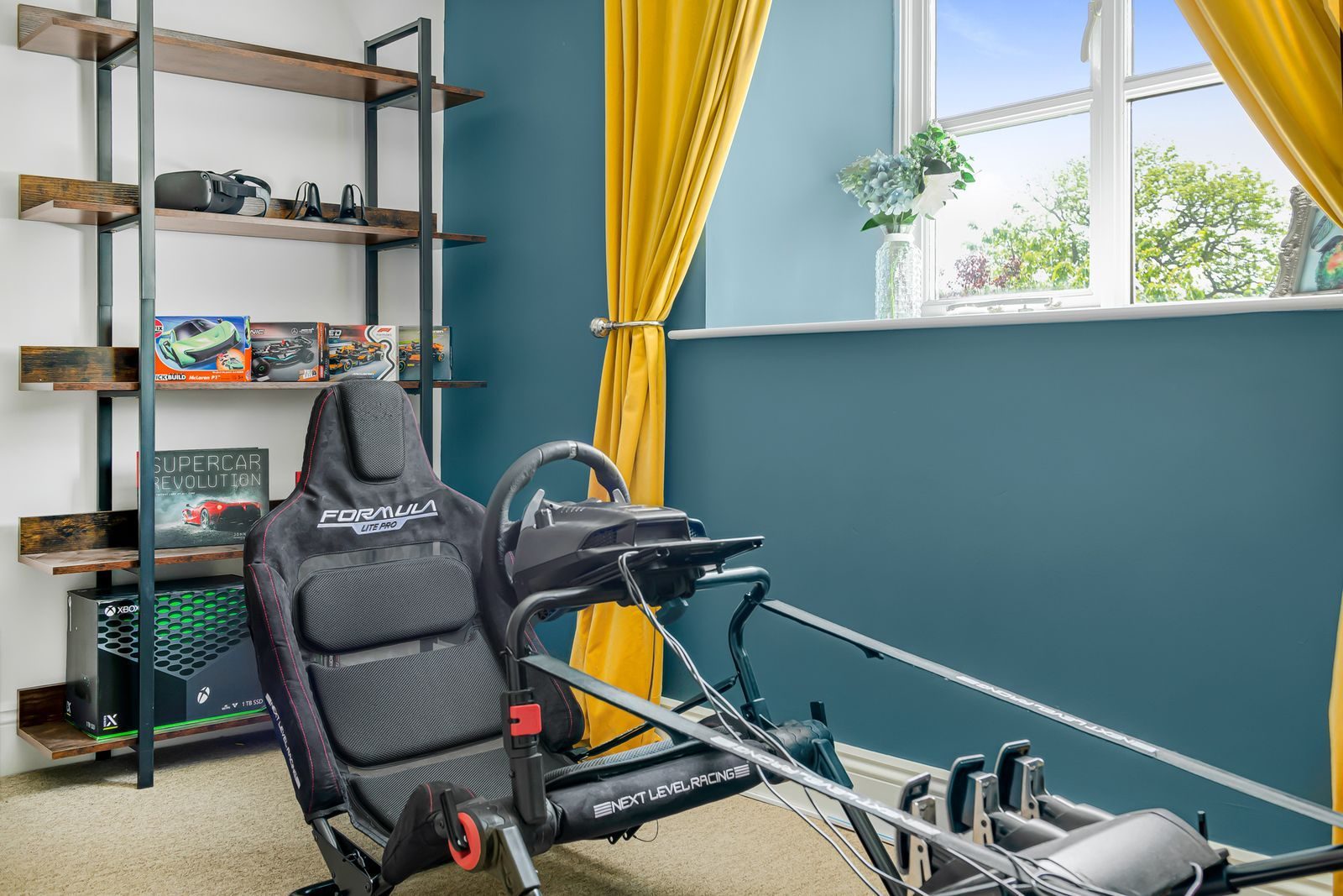 The racing simulator in the snug